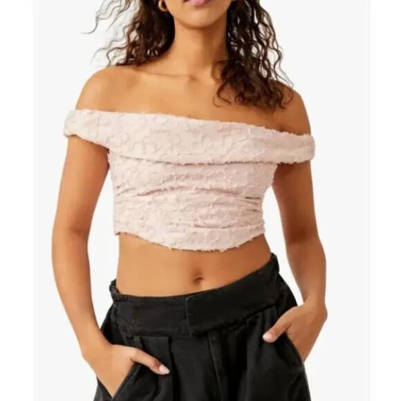 Free People Castille Corset Off the Shoulder Pink Top Size XL - Picture 1 of 8